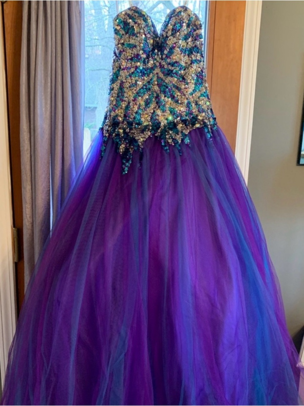 Purple Sequin Ball Gown